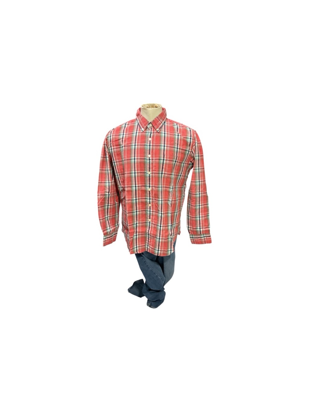 J. Crew Shirtings Tailored Fit Orange Multicolor Plaid Button-Down Shirt XL